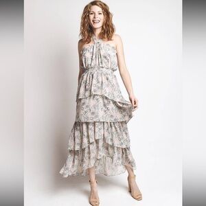 MISA Valeria Tiered Halter Floral Dress